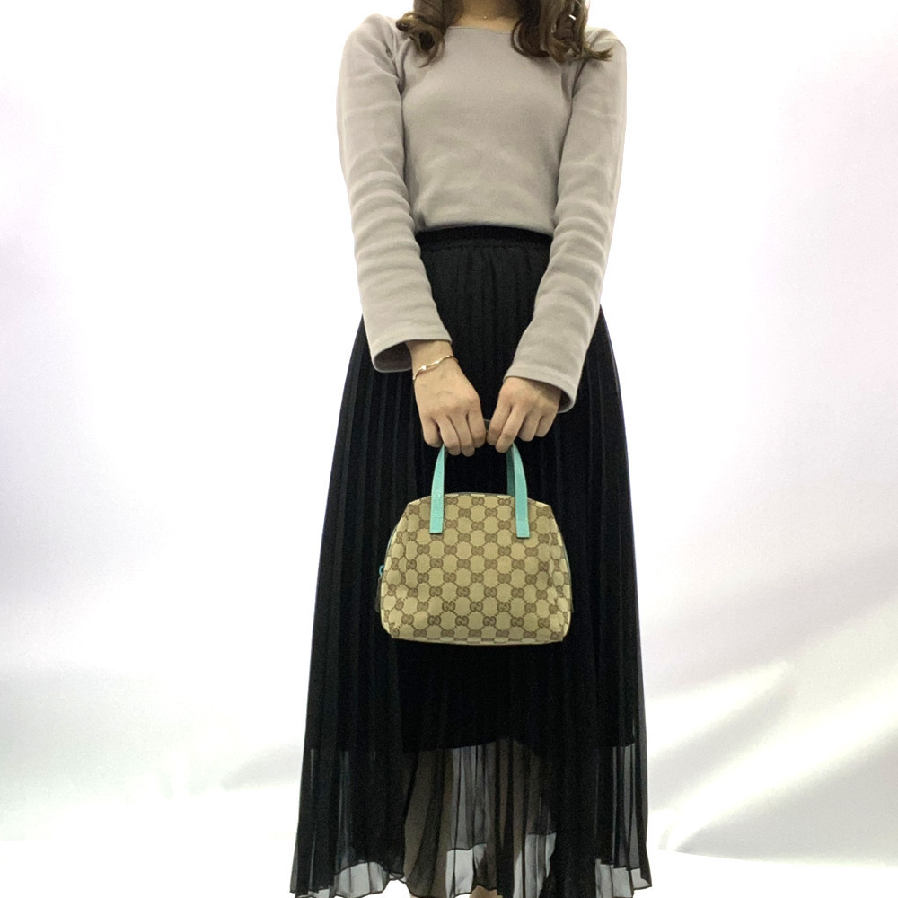 Gucci GG Bowling Bag Handbag Beige Blue